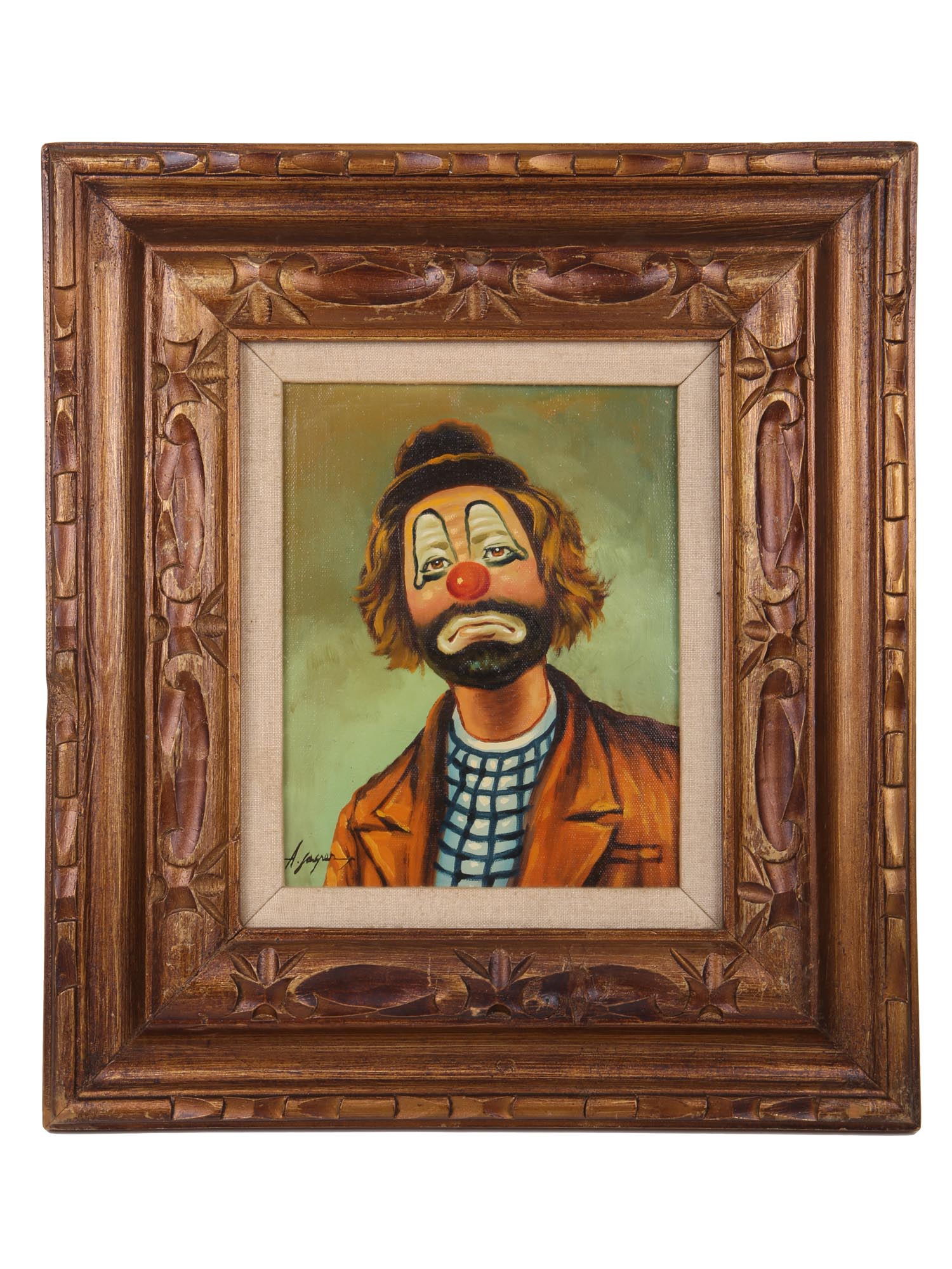 OIL PAINTING PORTRAIT OF CLOWN SIGNED BY A JASPER PIC-0